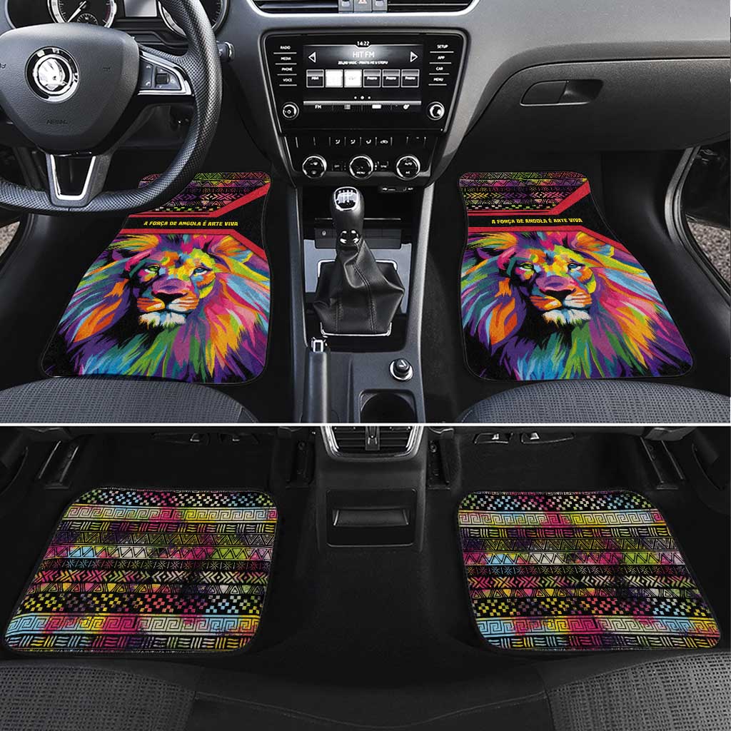 Angola Car Mats with Multicolor Tribal Design and Vibrant Lion - Shopicos