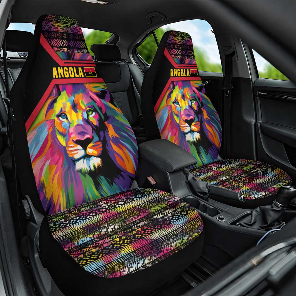 Angola Car Seat Cover with Multicolor Tribal Design and Vibrant Lion - Shopicos
