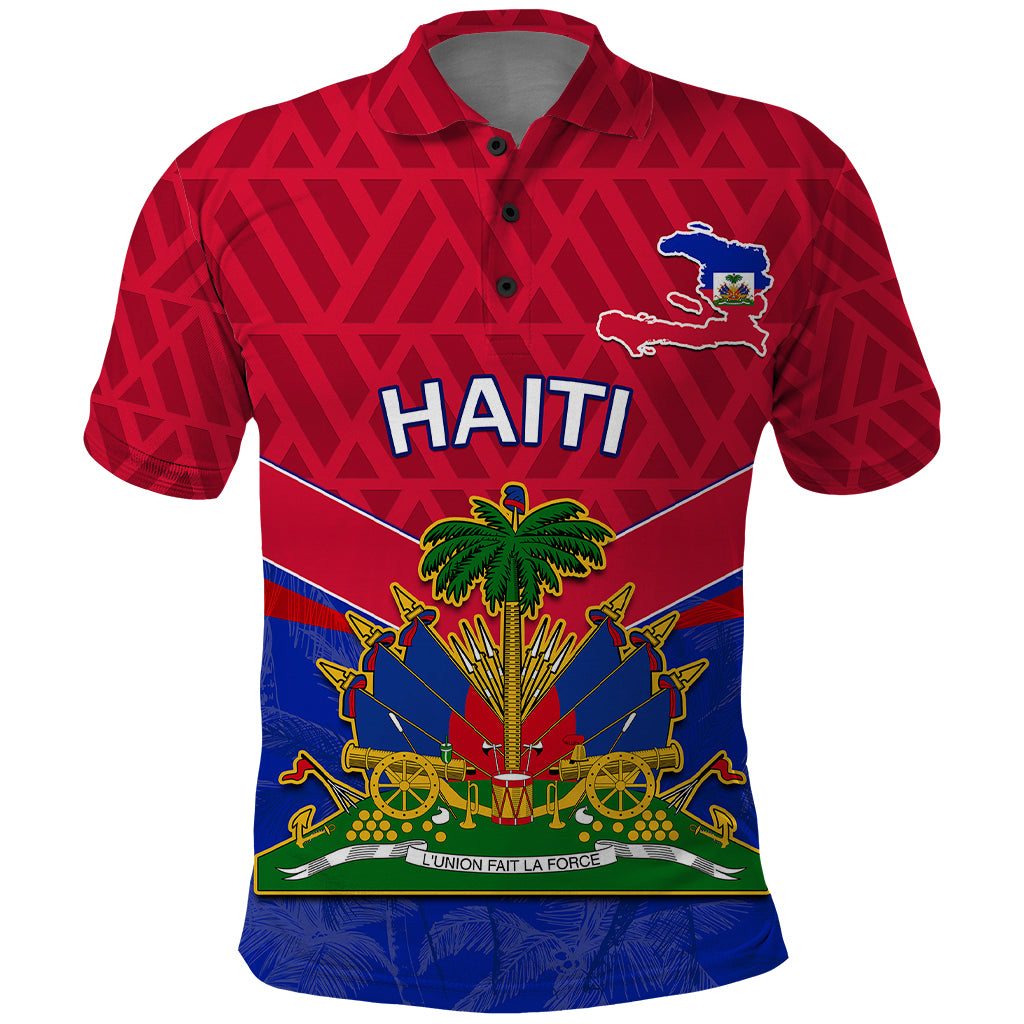 Haiti Polo Shirt Ayiti Coat Of Arms With Map TS06 - Shopicos