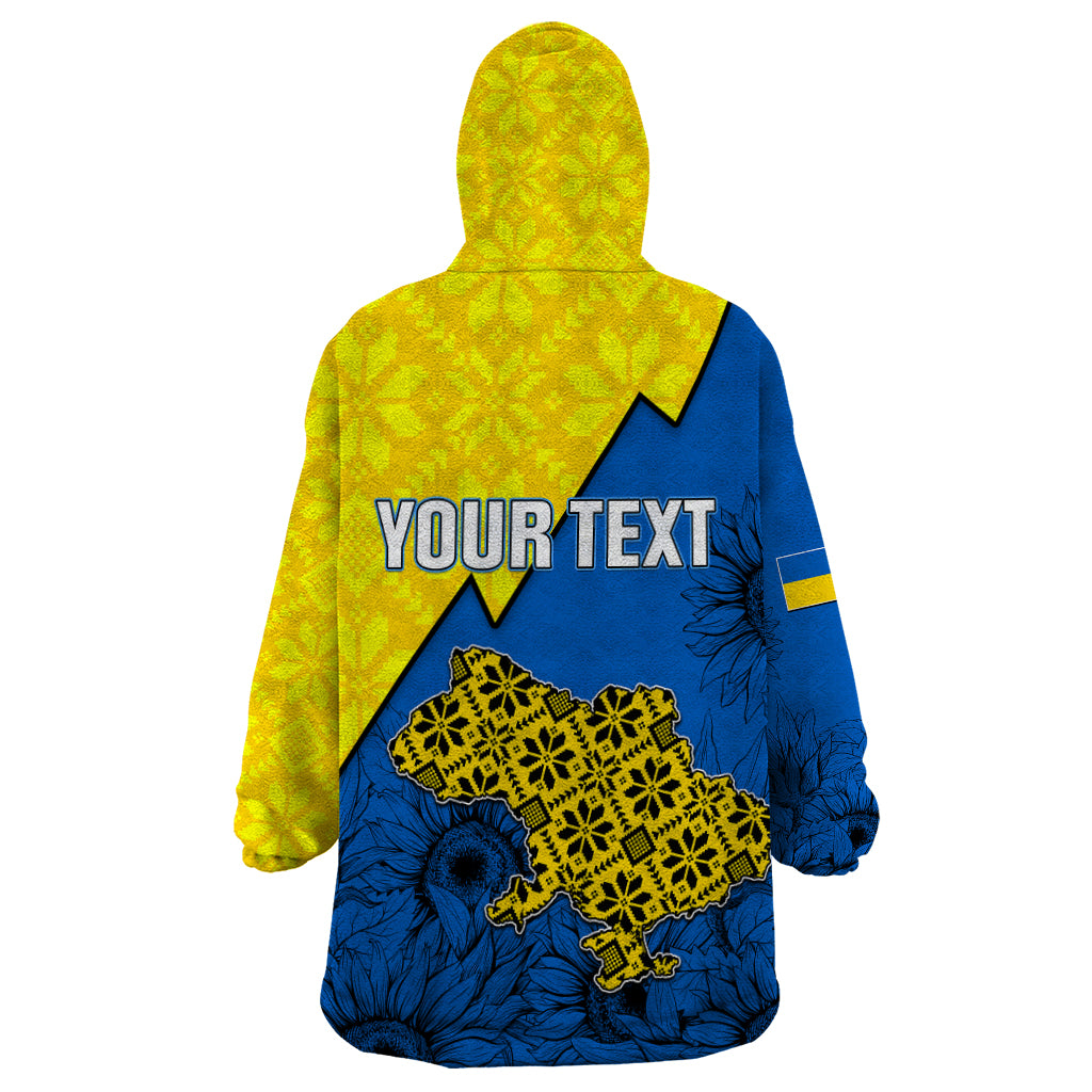 Personalised Ukraine Wearable Blanket Hoodie Sunflower With Ukraine Folk Patterns TS06 - Shopicos