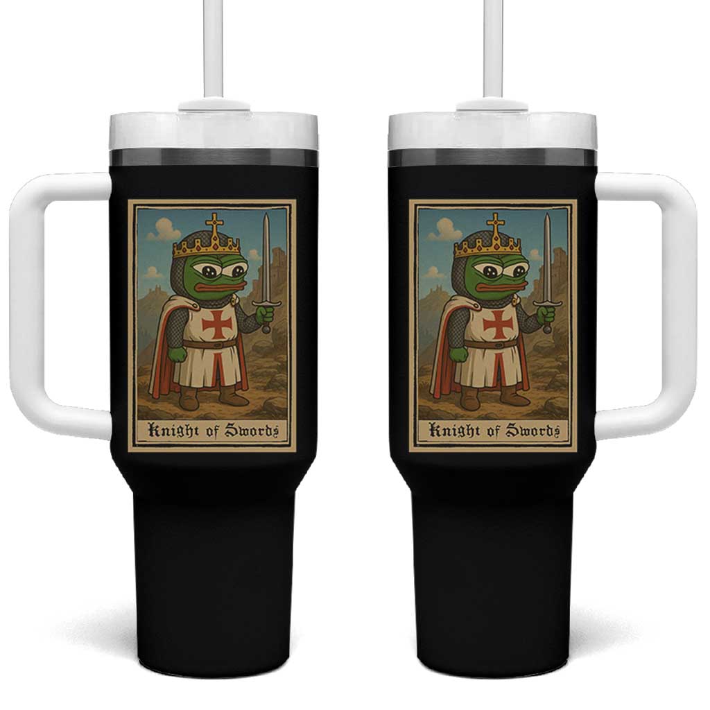 Funny Knight Meme Tumbler With Handle Vintage Pepe Frog Templar Crusader Fren Soldier - Shopicos
