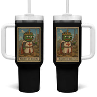 Funny Knight Meme Tumbler With Handle Vintage Pepe Frog Templar Crusader Fren Soldier - Shopicos