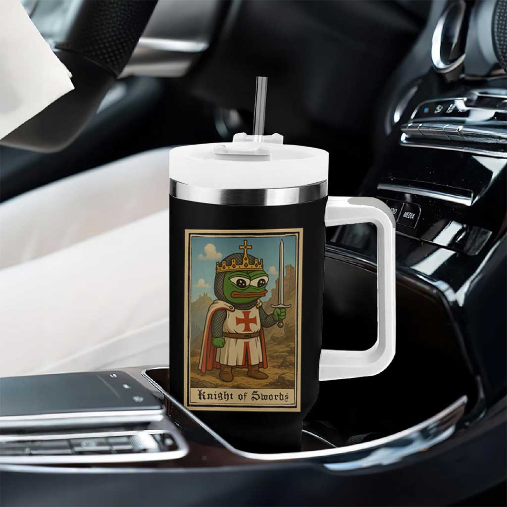 Funny Knight Meme Tumbler With Handle Vintage Pepe Frog Templar Crusader Fren Soldier - Shopicos