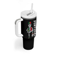 Portugal Soccer Tumbler With Handle Skeleton Portuguese Flag Futebol Football Player - Shopicos