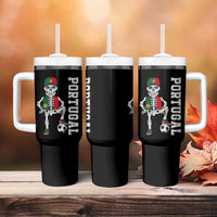 Portugal Soccer Tumbler With Handle Skeleton Portuguese Flag Futebol Football Player - Shopicos