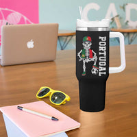Portugal Soccer Tumbler With Handle Skeleton Portuguese Flag Futebol Football Player - Shopicos