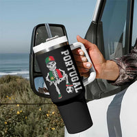 Portugal Soccer Tumbler With Handle Skeleton Portuguese Flag Futebol Football Player - Shopicos