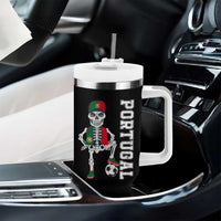 Portugal Soccer Tumbler With Handle Skeleton Portuguese Flag Futebol Football Player - Shopicos