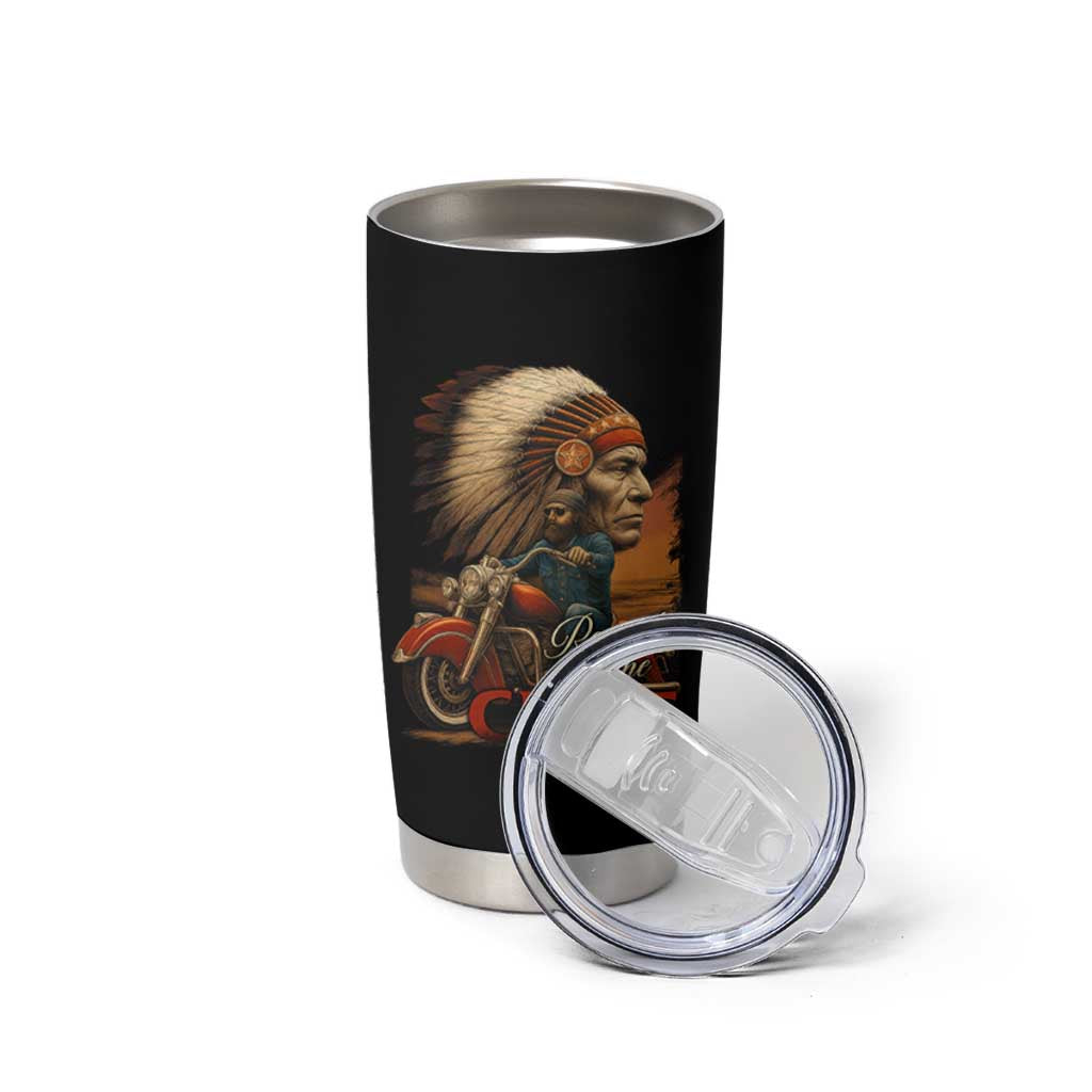 Indian American Rider Tumbler Cup Respect The Native Chief Native American Motorcycle - Shopicos