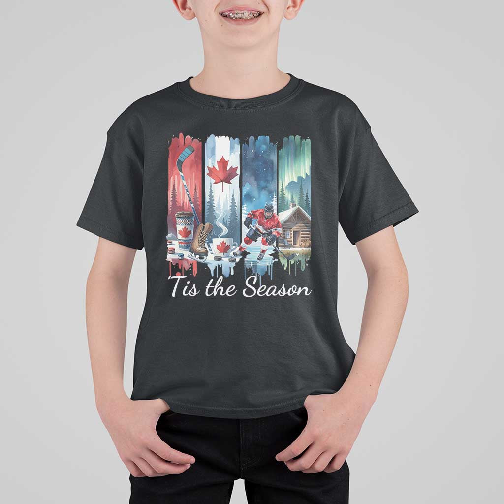 Christmas Canada Ice Hockey Lover T Shirt For Kid Tis The Season - Shopicos
