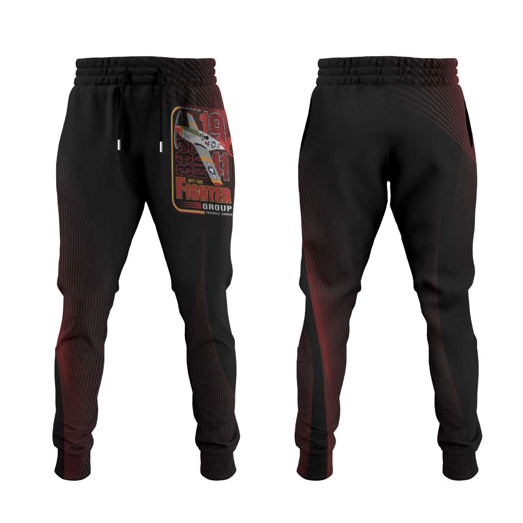 Tuskegee Airmen 332nd Spit Fire Jogger Pants On The Blue Sky - Shopicos
