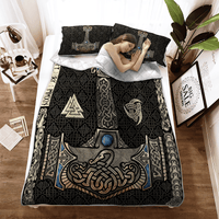 Viking Quilt Bed Set - Mjolnir Is The Hammer Of The Thunder God Thor In Norse Mythology RLT12 - Shopicos