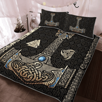 Viking Quilt Bed Set - Mjolnir Is The Hammer Of The Thunder God Thor In Norse Mythology RLT12 - Shopicos