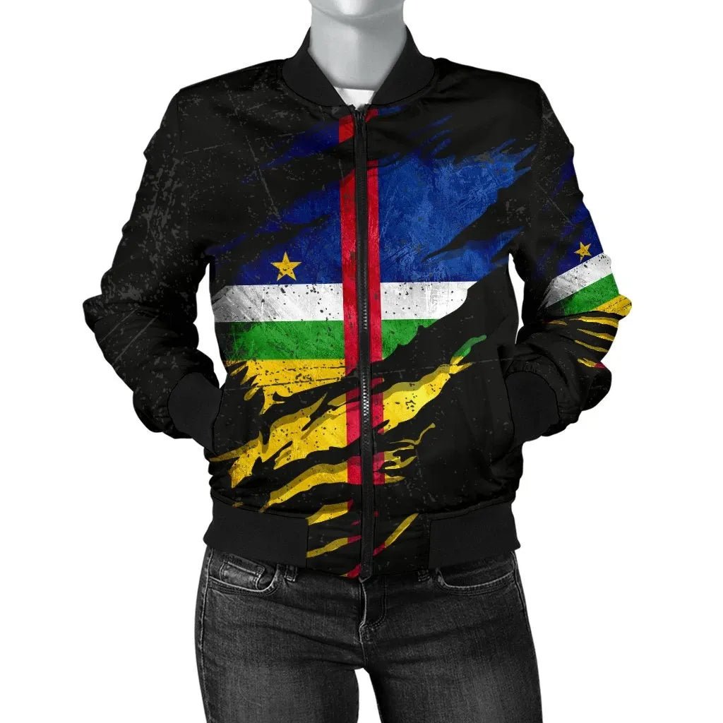 Central African Republic In Me Women's Bomber Jacket - Special Grunge Style RLT7 - Shopicos