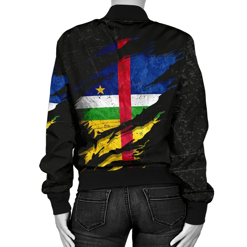 Central African Republic In Me Women's Bomber Jacket - Special Grunge Style RLT7 - Shopicos