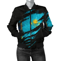 Kazakhstan In Me Womens Bomber Jacket - Special Grunge Style RLT8 - Shopicos
