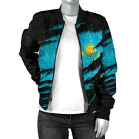 Kazakhstan In Me Womens Bomber Jacket - Special Grunge Style RLT8 - Shopicos