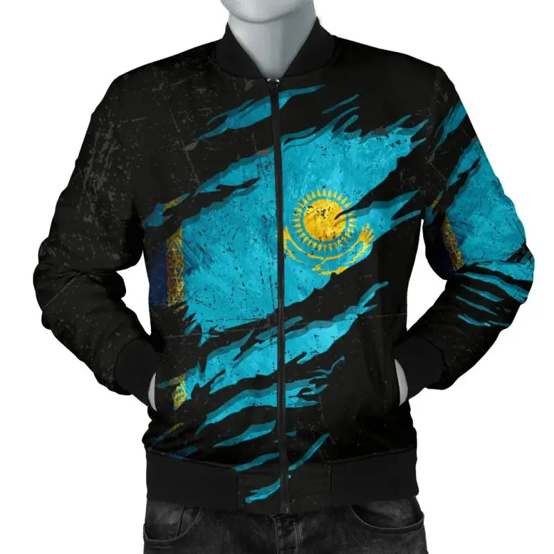 Kazakhstan In Me Mens Bomber Jacket - Special Grunge Style RLT8 - Shopicos
