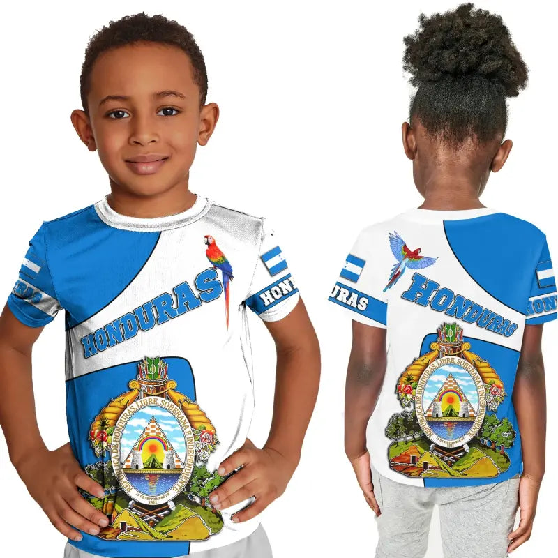 Honduras T Shirt Kid - Flag and Coat of Arms RLT8 - Shopicos