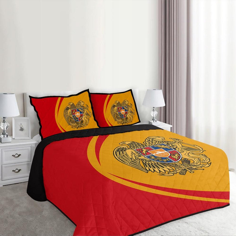 Armenia Flag Coat Of Arms Quilt Bed Set Circle 1 RLT8 - Shopicos
