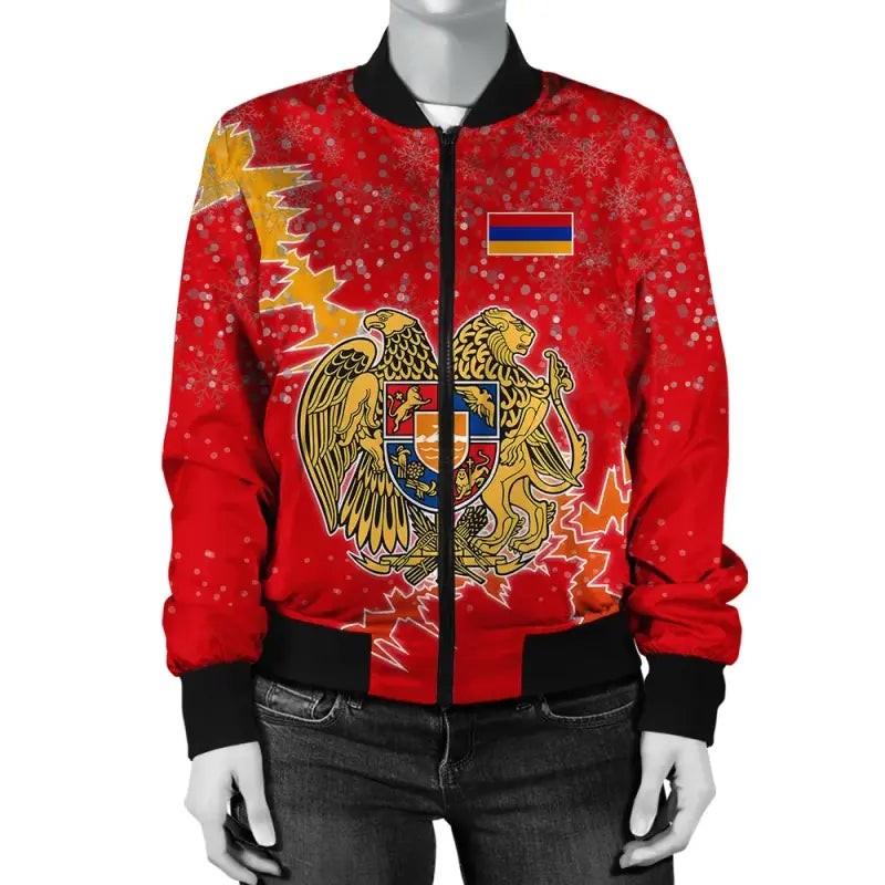 Armenia Christmas Coat Of Arms Women Bomber Jacket X Style RLT8 - Shopicos
