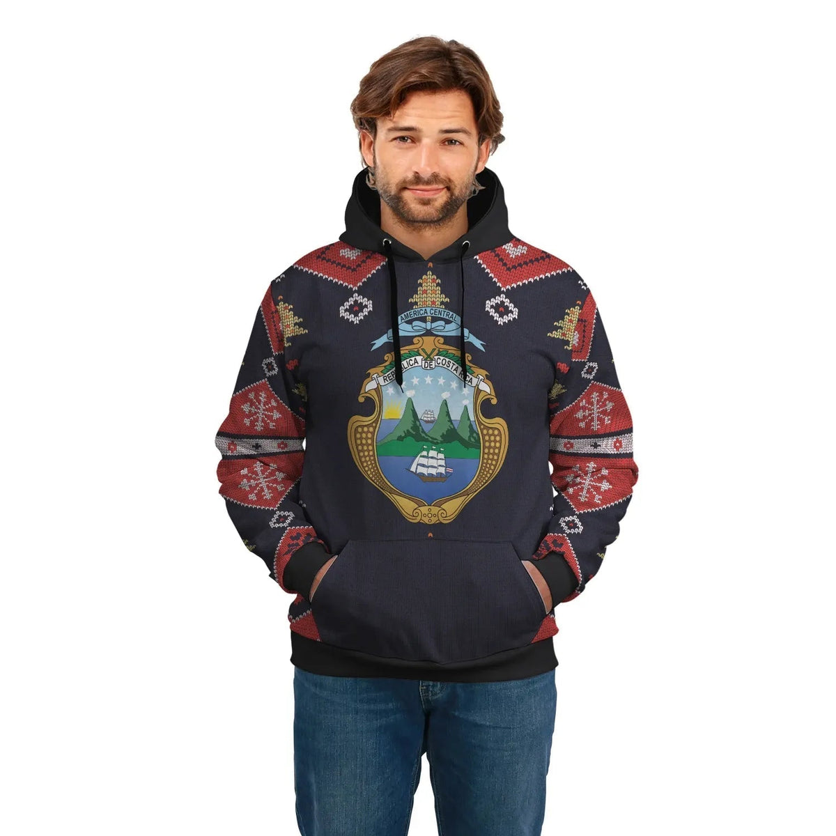Costa Rica Christmas Hoodie Santa Claus Ho Ho Ho RLT13 - Shopicos