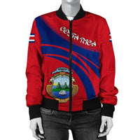 Costa Rica Coat Of Arms  Women Bomber Jacket Sticket RLT13 - Shopicos