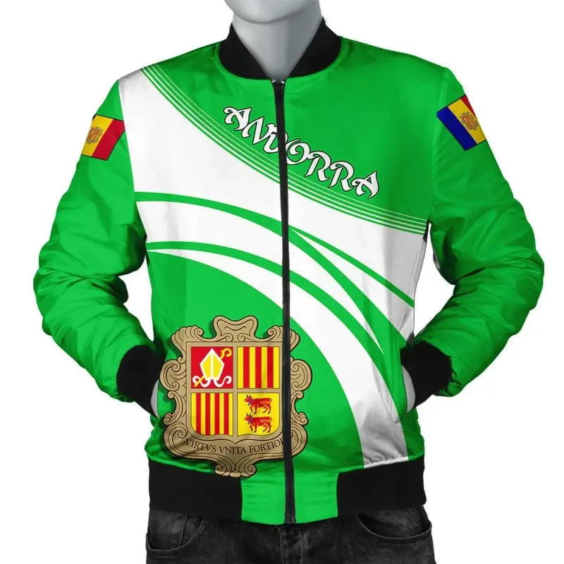 Andorra Coat Of Arms Men Bomber Jacket Sticket RLT8 - Shopicos