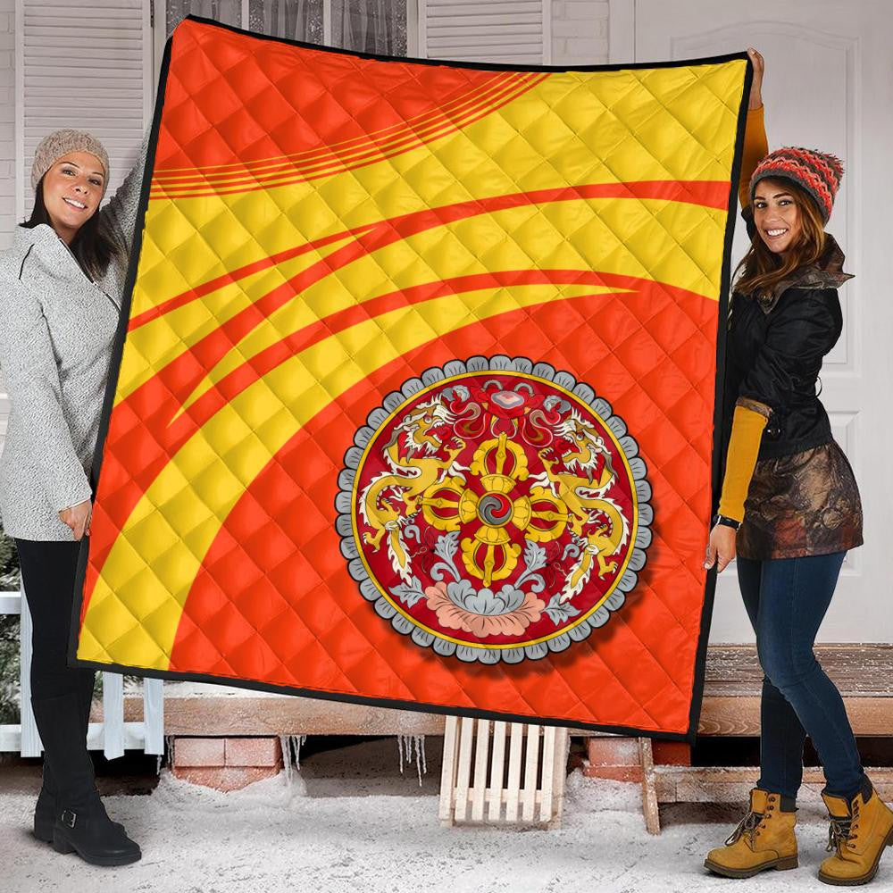 Bhutan Coat Of Arms Premium Quilt Cricket RLT6 - Shopicos