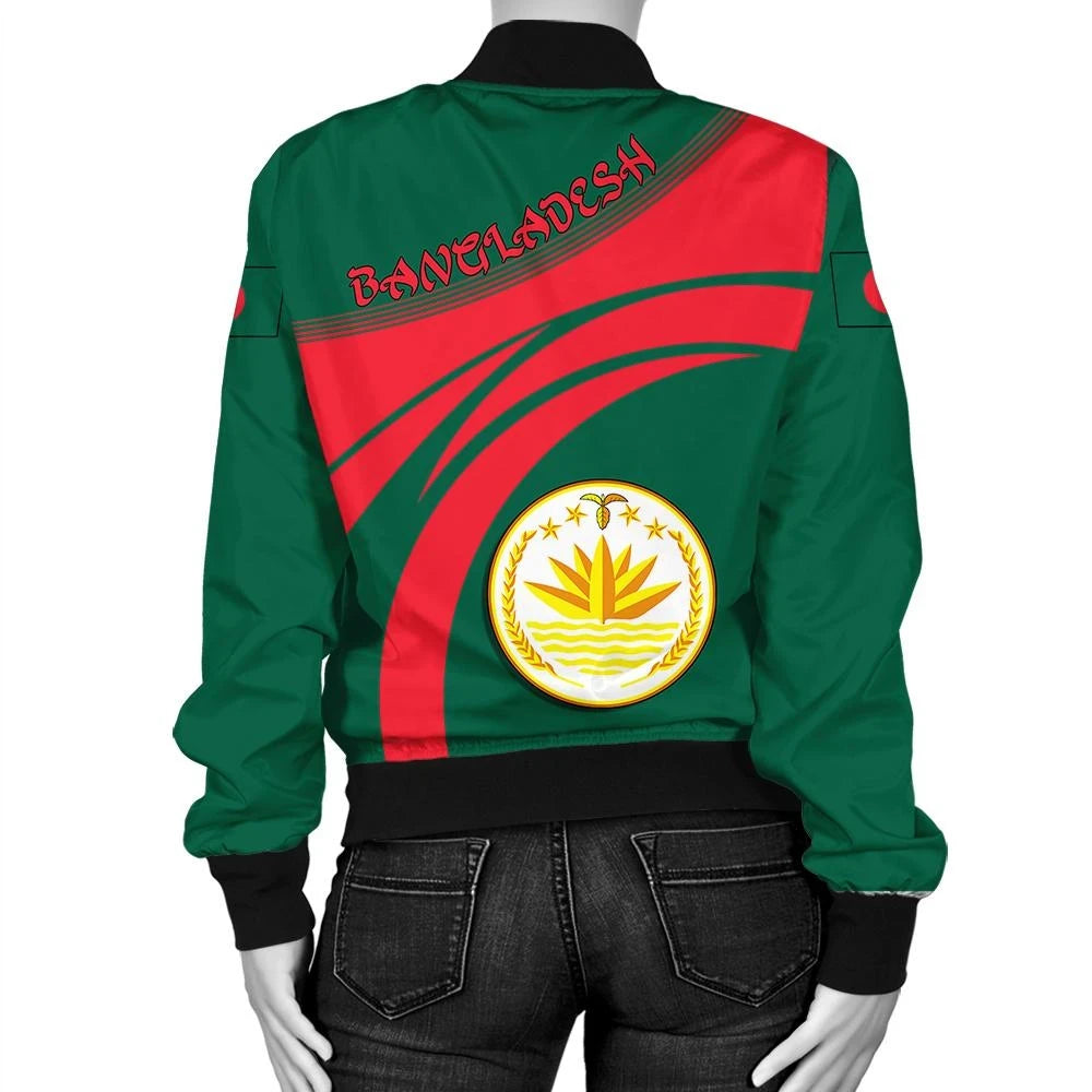 Bangladesh Coat Of Arms Women Bomber Jacket Cricket RLT6 - Shopicos