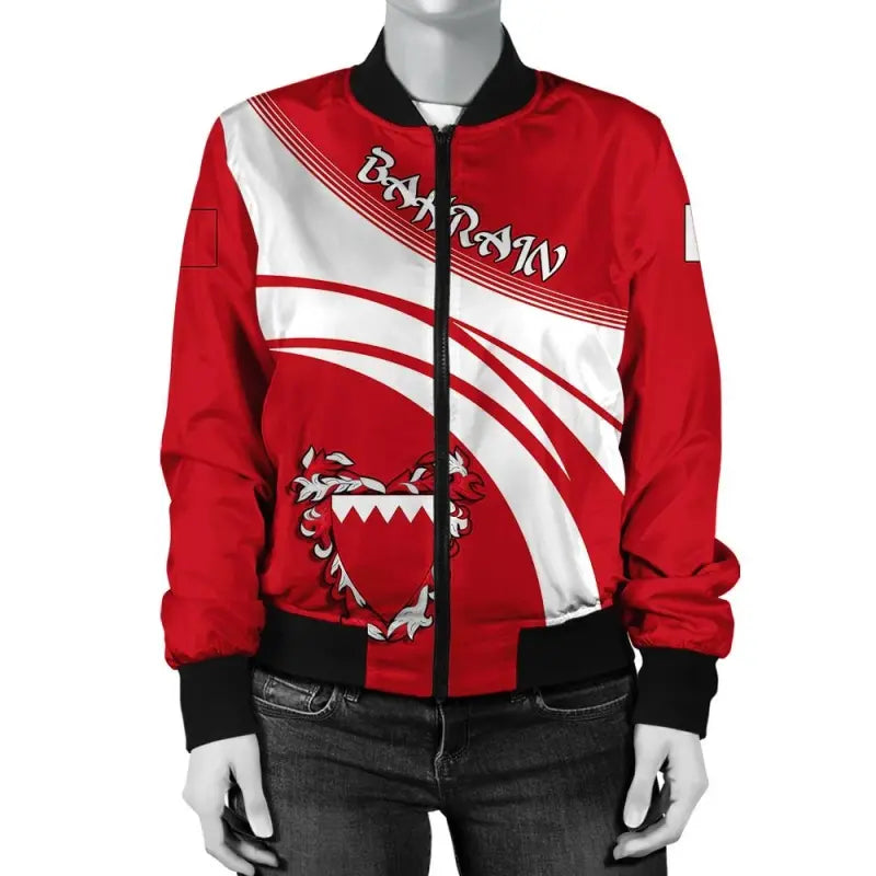 Bahrain Coat Of Arms Women Bomber Jacket Sticket RLT8 - Shopicos