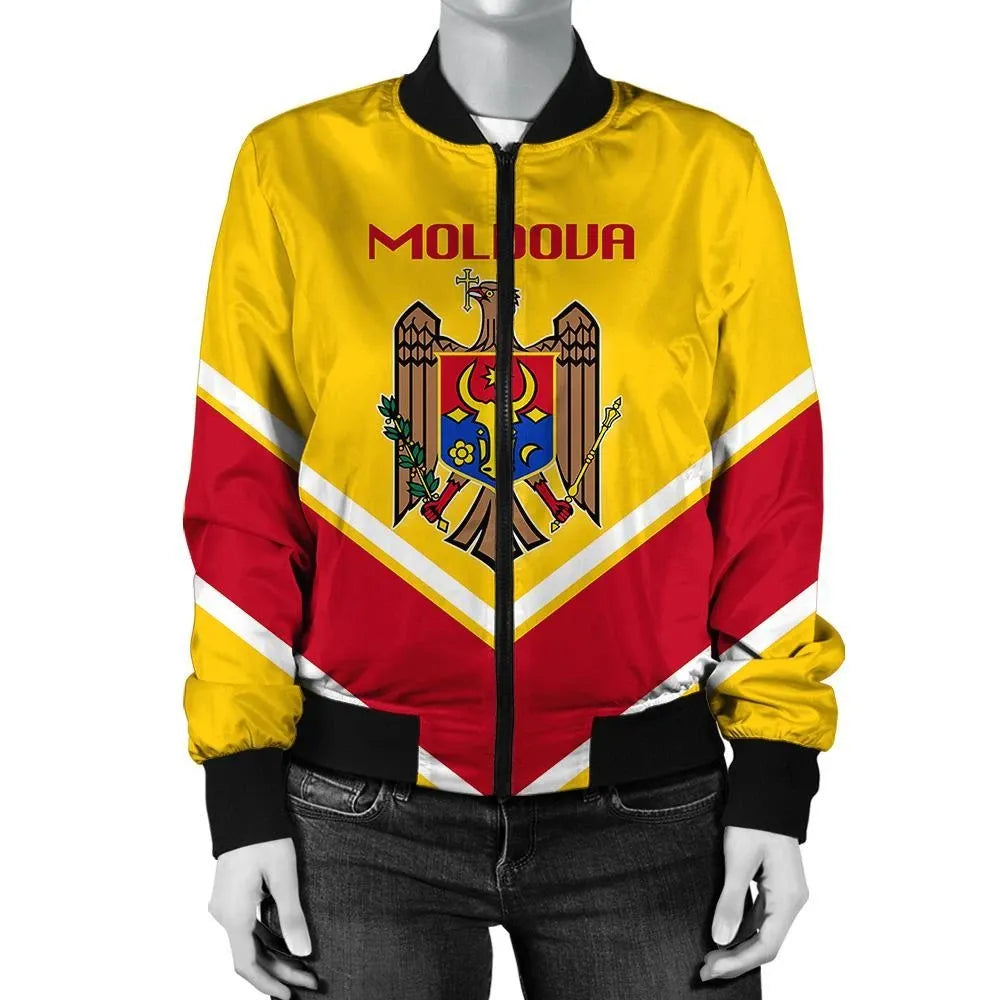 Moldova Coat Of Arms Women Bomber LucianW RLT13 - Shopicos