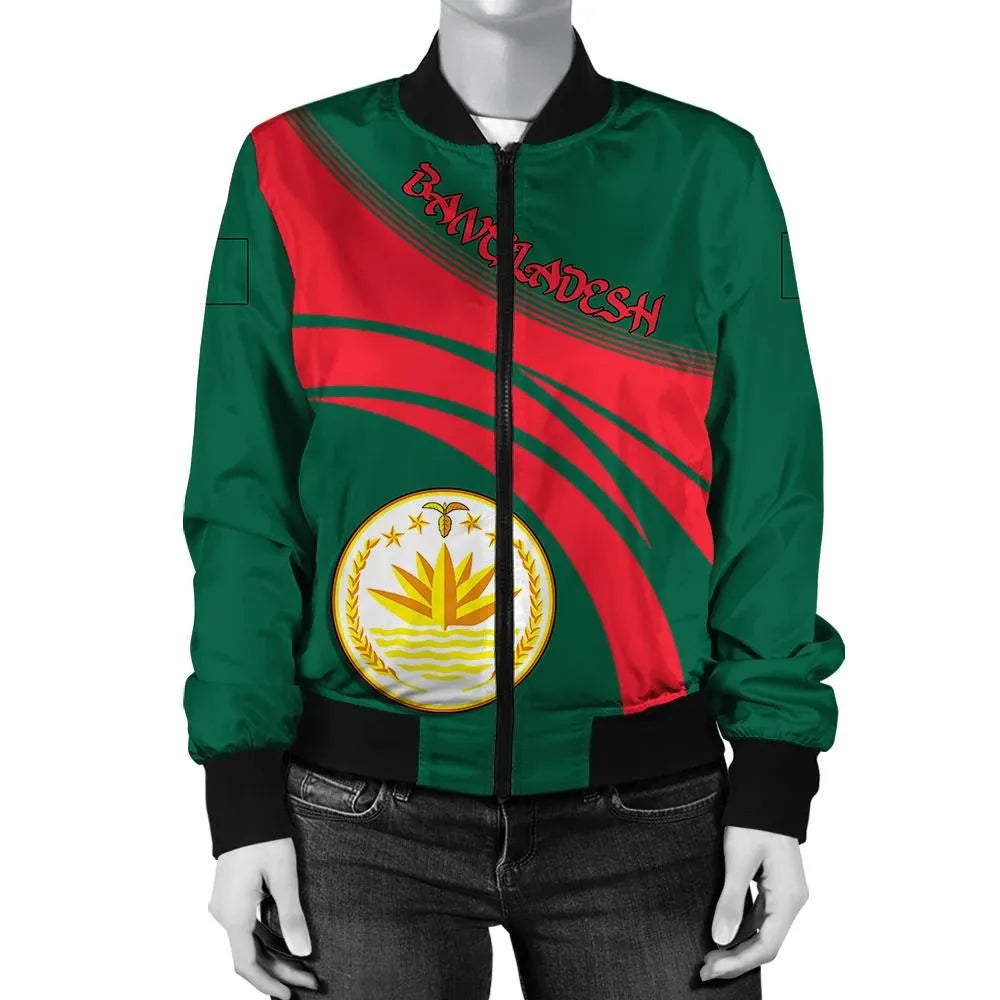 Bangladesh Coat Of Arms Women Bomber Jacket Sticket RLT6 - Shopicos