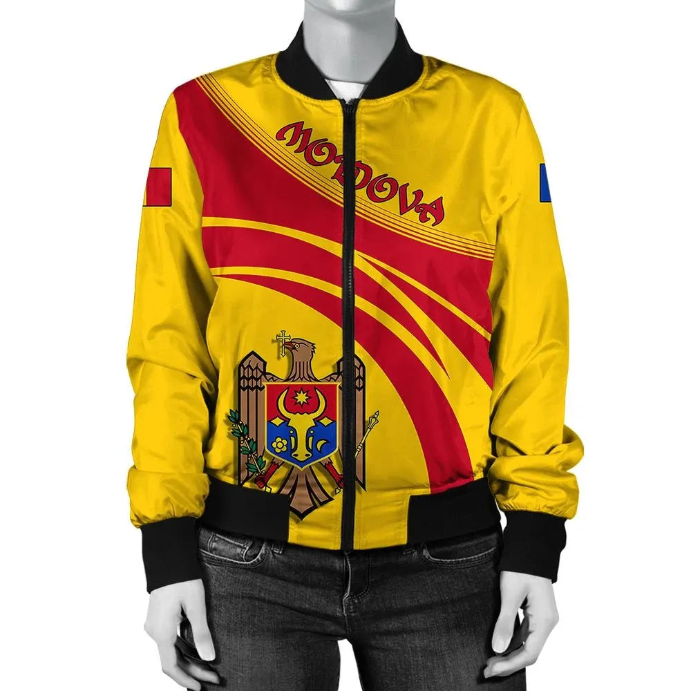 Moldova Coat Of Arms Women Bomber Jacket Cricket RLT13 - Shopicos