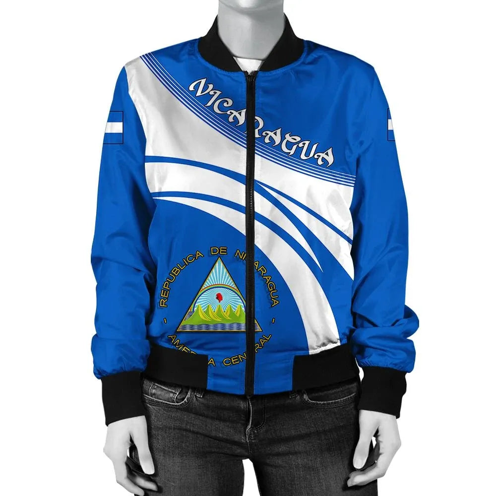 Nicaragua Coat Of Arms Women Bomber Jacket Cricket RLT8 - Shopicos