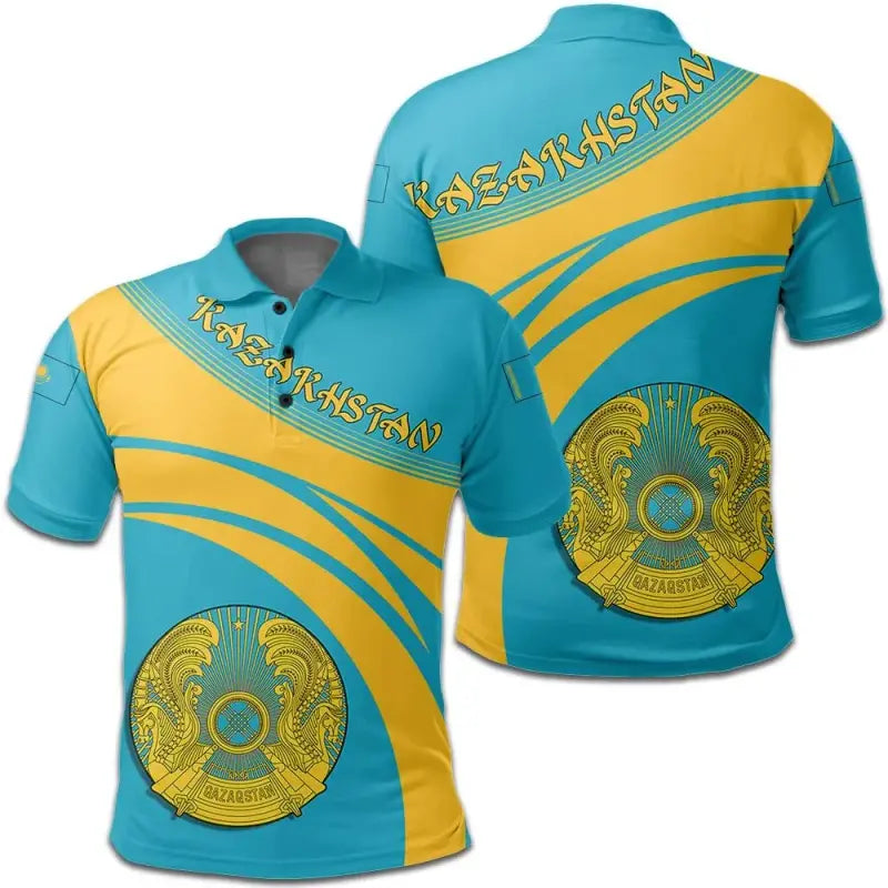 Kazakhstan Polo Shirt Coat Of Arms Cricket Style RLT8 - Shopicos