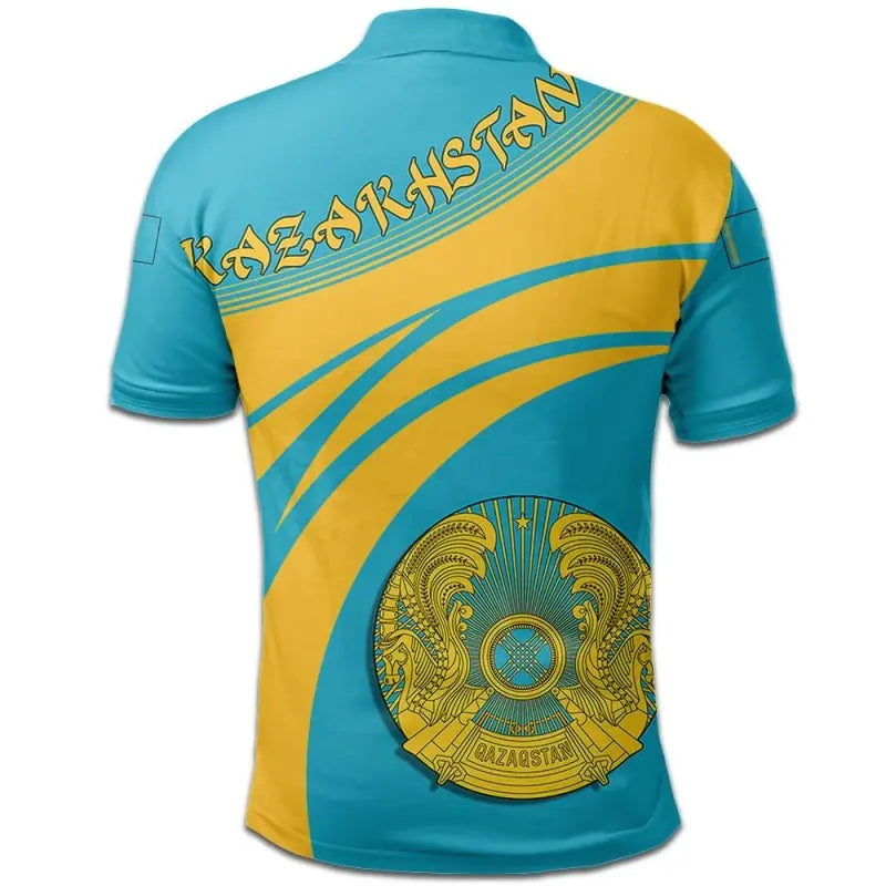 Kazakhstan Polo Shirt Coat Of Arms Cricket Style RLT8 - Shopicos