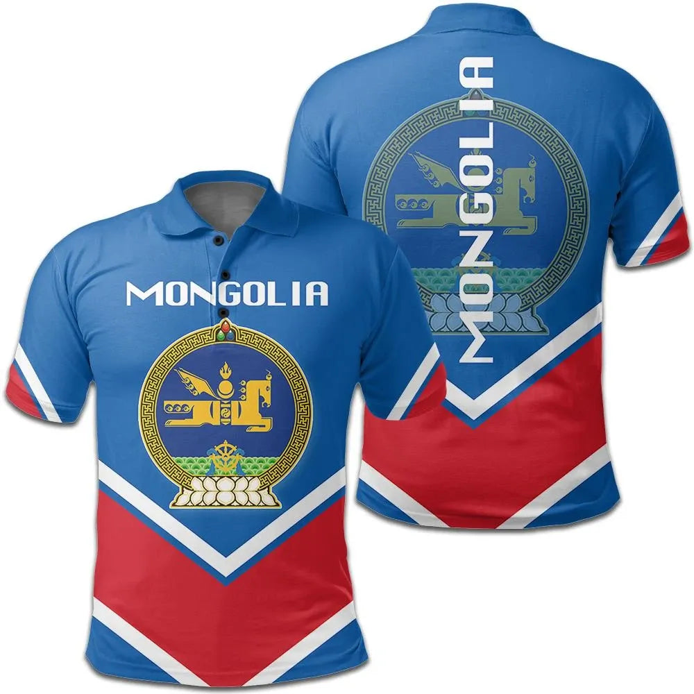 Mongolia Coat Of Arms Polo Lucian Style RLT13 - Shopicos