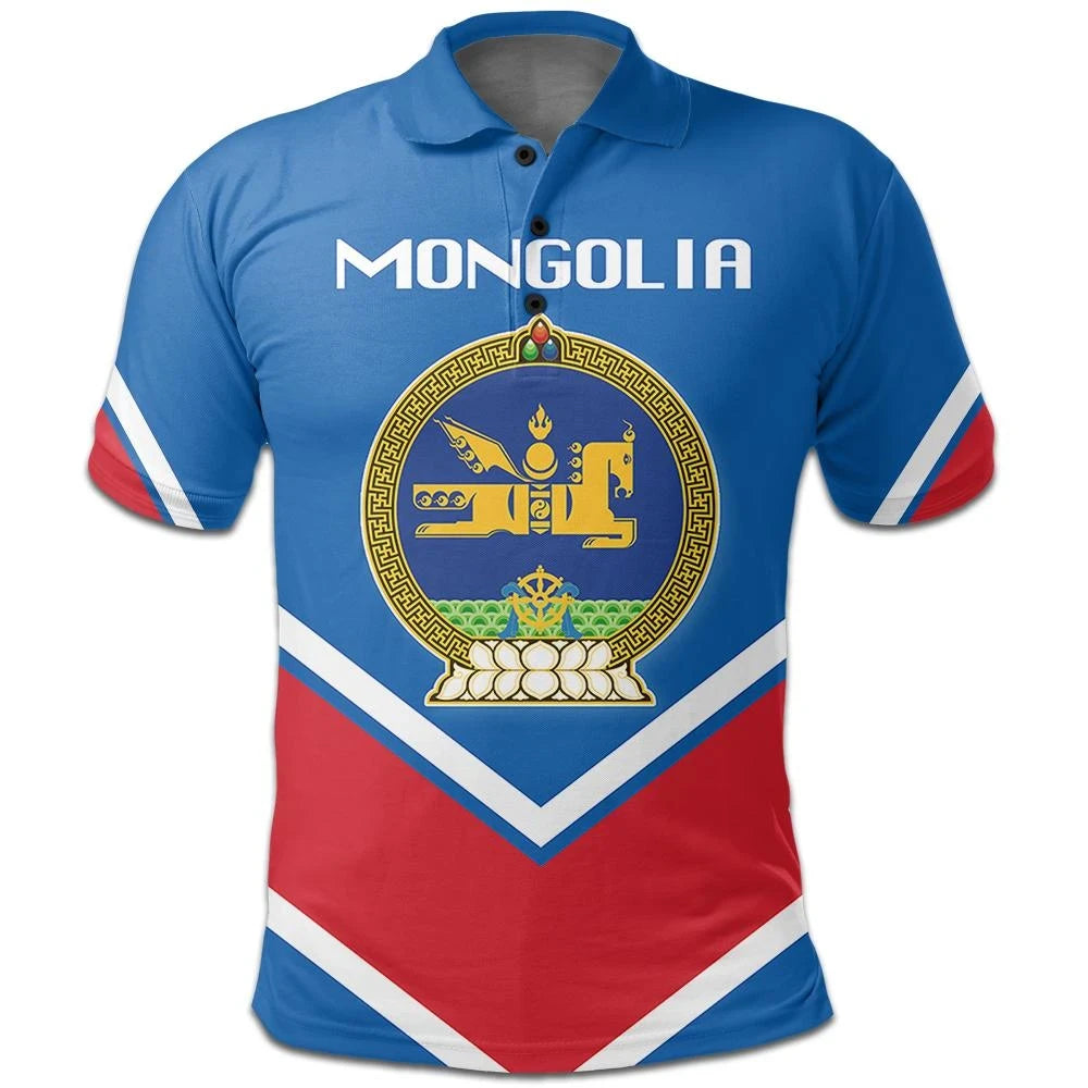 Mongolia Coat Of Arms Polo Lucian Style RLT13 - Shopicos
