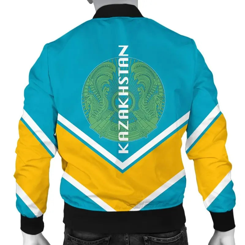 Kazakhstan Coat Of Arms Men Bomber Jacket Lucian Style RLT8 - Shopicos