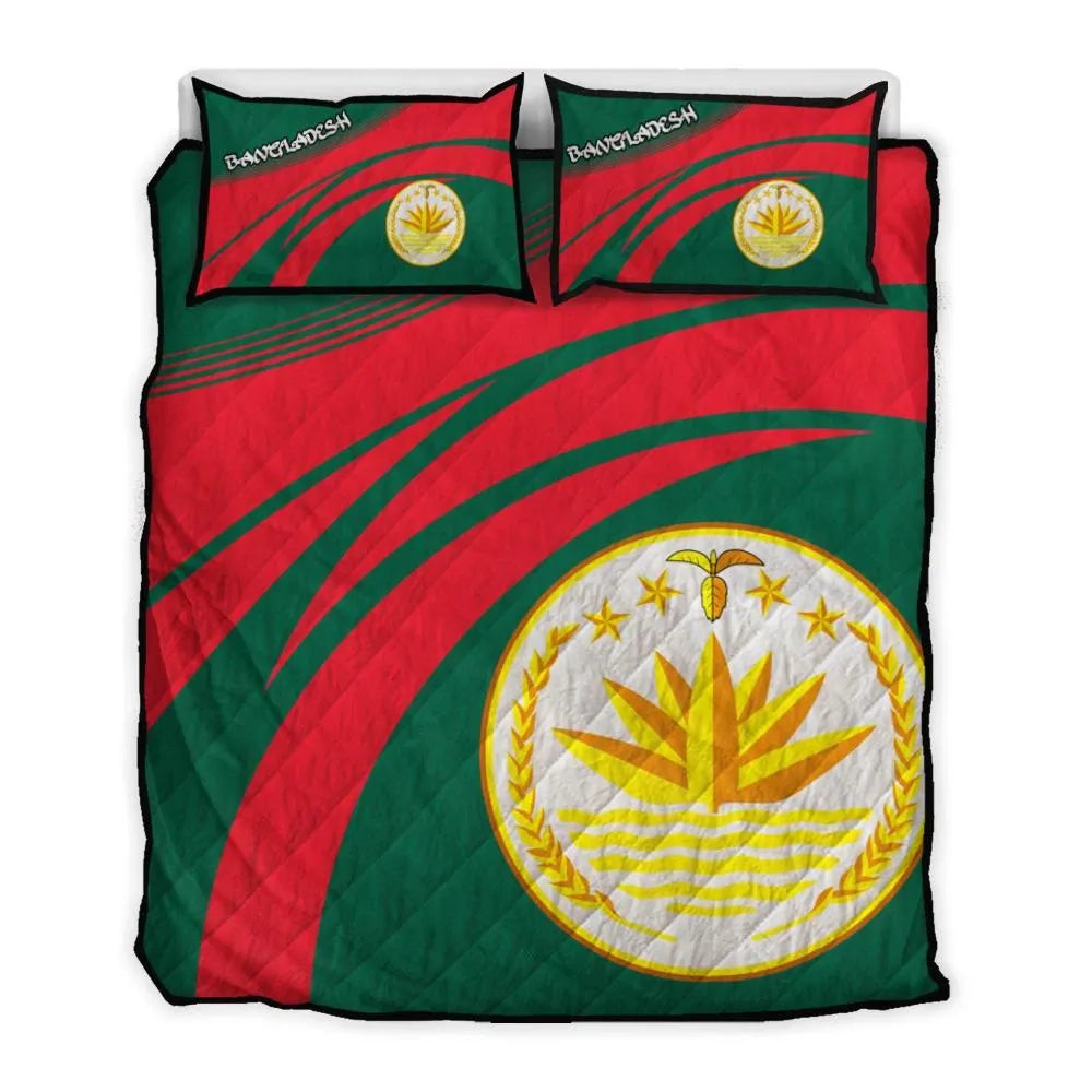 Bangladesh Coat Of Arms Quilt Bed Set Cricket RLT6 - Shopicos