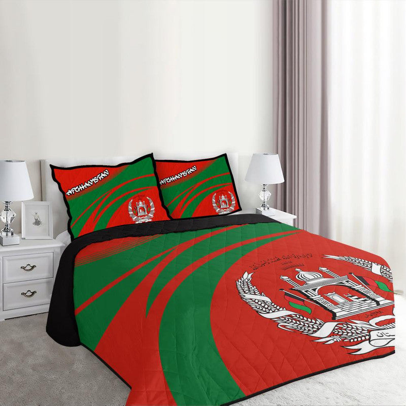 Afghanistan Coat Of Arms Quilt Bed Set Cricket RLT8 - Shopicos