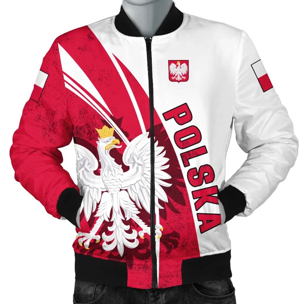 Poland Men's Bomber Flag and Coat Of Arm Of Poland RLT7 - Shopicos