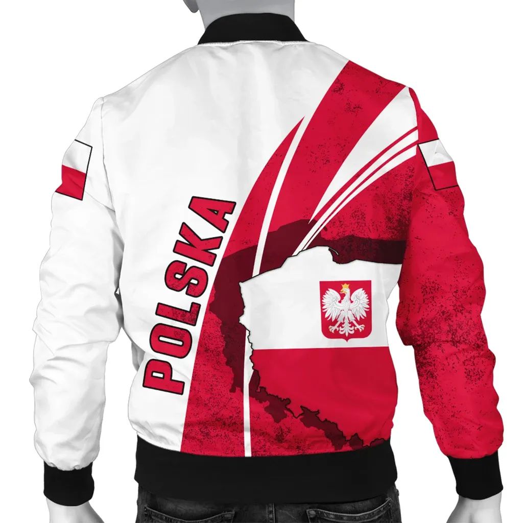 Poland Men's Bomber Flag and Coat Of Arm Of Poland RLT7 - Shopicos