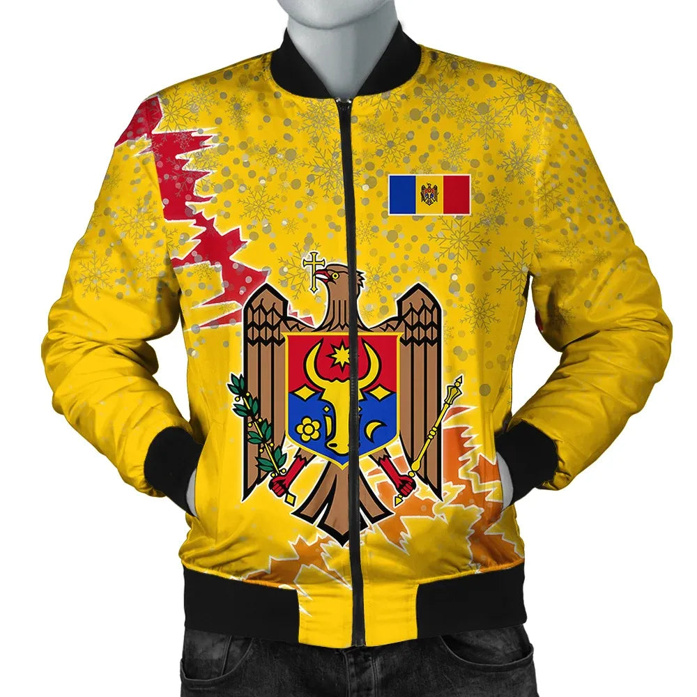 Moldova Christmas Coat Of Arms Men Bomber Jacket X Style J78 RLT13 - Shopicos