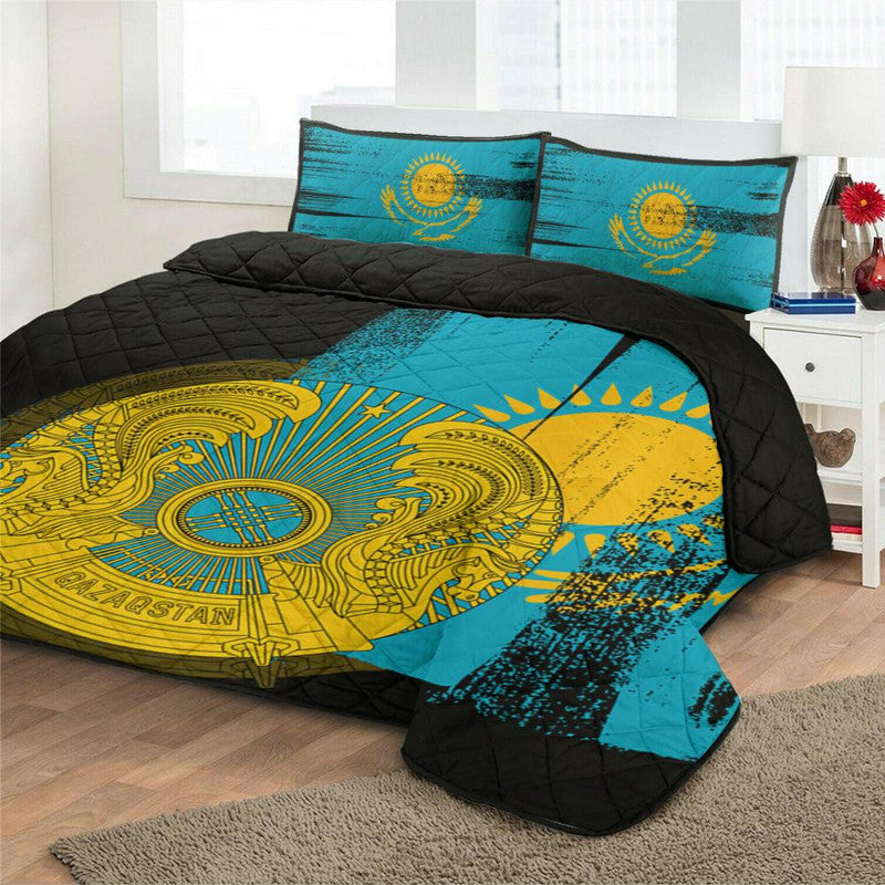 Kazakhstan Flag Quilt Bed Set Flag Style RLT8 - Shopicos