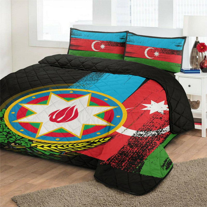 Azerbaijan Flag Quilt Bed Set Flag Style RLT8 - Shopicos