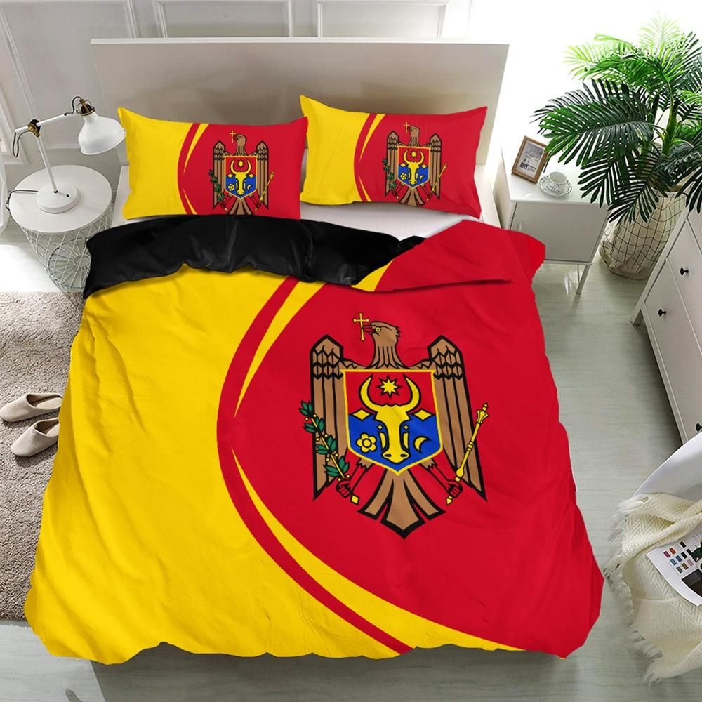 Moldova Flag Coat Of Arms Bedding Set Circle J71 RLT13 - Shopicos