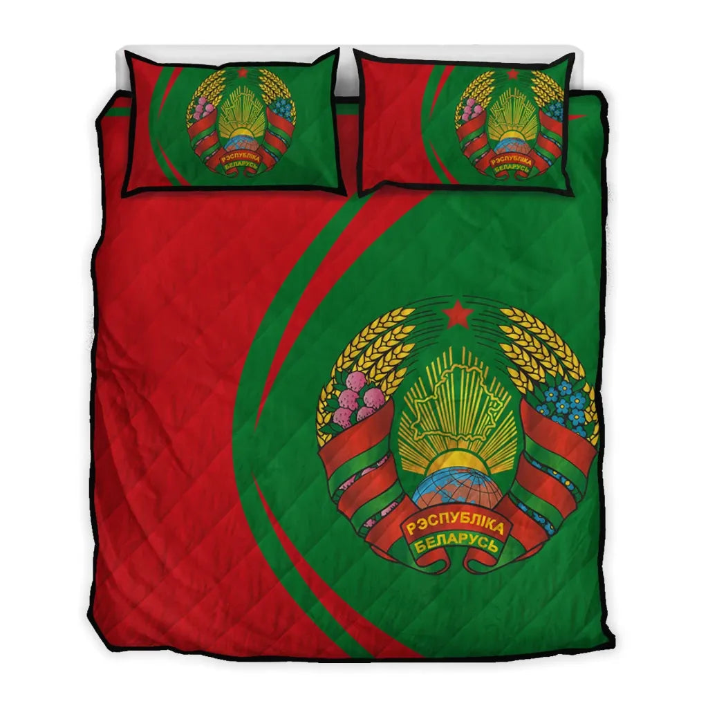 Belarus Flag Coat Of Arms Quilt Bed Set Circle RLT6 - Shopicos
