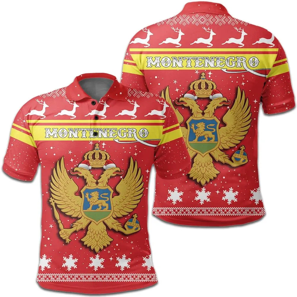 Christmas Montenegro Polo Shirt Coat Of Arms RLT13 - Shopicos